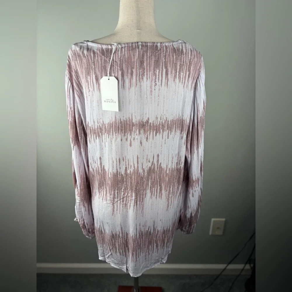 EMILY WONDER Mauve Artsy V Neck Abstract Print Tunic Top Blouse 2X New NWT - Picture 7 of 11